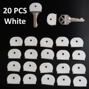 20x Bouchons d'identification de clé identifiant en caoutchouc couvercle supérieur anneau supérieur forme chapeau - couleur blanc-