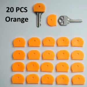 20x Bouchons d'identification à clé en caoutchouc identificateur couvercle supérieur anneau forme chapeau - couleur orange-