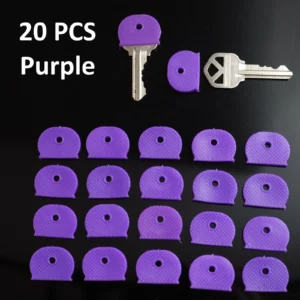 20 x bouchons d'identification à clé identifiant en caoutchouc couverture supérieure anneau forme chapeau - couleur violet-