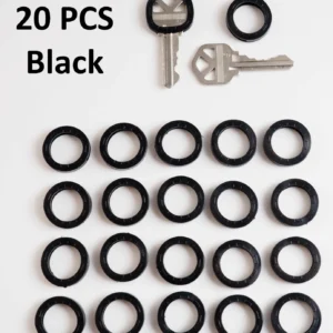 20x PCS Noir - Bouchons d'identification de clé étiquettes d'identification en caoutchouc couvercle clés codage anneau marqueur-