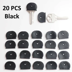 20x Bouchons d'identification à clé en caoutchouc identificateur couvercle supérieur anneau forme chapeau - couleur noir-