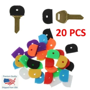 20 x bouchons d'identification de clé identifiant en caoutchouc couvercle supérieur anneau couleurs mélangées forme de chapeau-