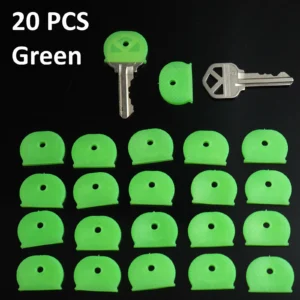 20x Bouchons d'identification de clé en caoutchouc identificateur couvercle supérieur anneau forme chapeau - couleur verte-