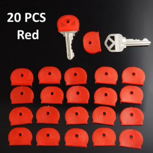 20x Bouchons d'identification de clé en caoutchouc identificateur couvercle supérieur anneau forme chapeau - couleur rouge-