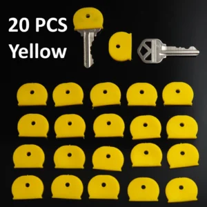 20x Bouchons d'identification à clé en caoutchouc identificateur couvercle supérieur anneau forme chapeau - couleur jaune-