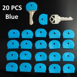 20x Bouchons d'identification de clé en caoutchouc identificateur couvercle supérieur anneau forme chapeau - couleur bleu-